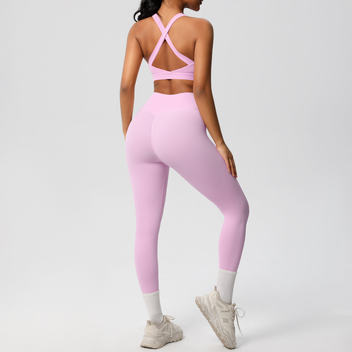 solid color double-sided sanding beautiful back cross sports underwear yoga clothing suit