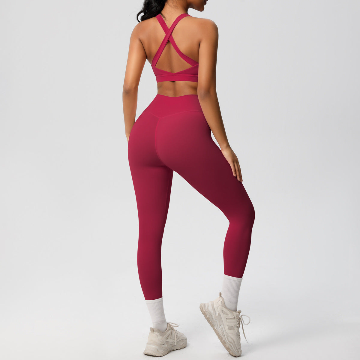 solid color double-sided sanding beautiful back cross sports underwear yoga clothing suit