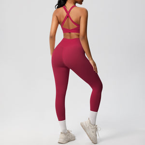 bra  7100 trousers set-carmine red