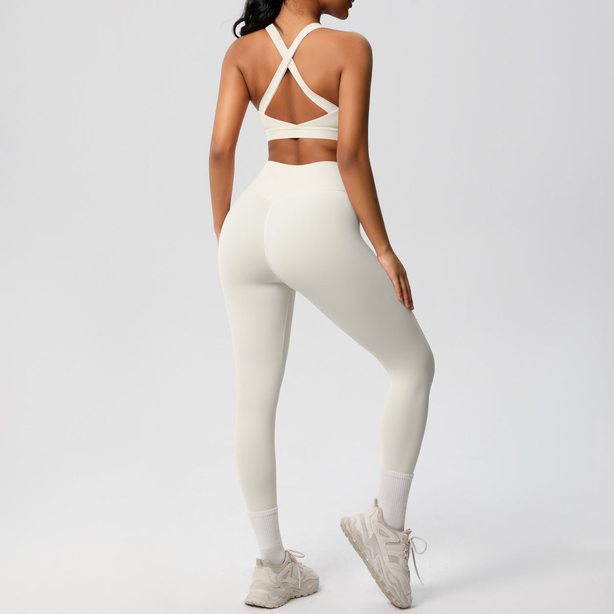 solid color double-sided sanding beautiful back cross sports underwear yoga clothing suit