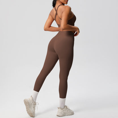 solid color double-sided sanding beautiful back cross sports underwear yoga clothing suit