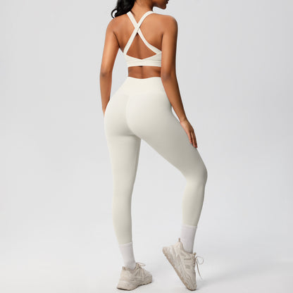 solid color double-sided sanding beautiful back cross sports underwear yoga clothing suit